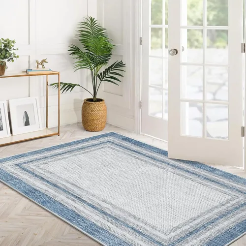 Vista 58 de Beeiva Alfombras florales de entrada, lavables para interiores, ultra fina, de 2 x 3 pies, antideslizante, para cocina, tapete de cachemira suave