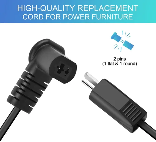 Vista 8 de Sopito Cable de alimentación de extensión para sillón reclinable de 4 pies, 2 pines, cable reclinable de repuesto para la mayoría de sillas