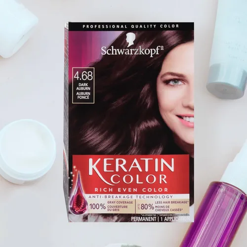 Vista 5 de Schwarzkopf Keratin Color - Crema permanente para el cabello, 4.68 castaño oscuro, 1 kit