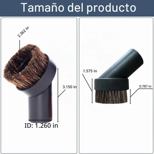 Vista 8 de Accesorio de cepillo para aspiradora de taller de 1.25" con pelo de caballo de 25 mm (2 piezas) - Cepillo redondo de polvo con cerdas suaves