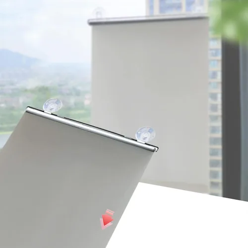 Vista 21 de Cortinas opacas para ventana, con ventosas, persianas enrollables sin taladro, 75% de protección UV, aislamiento térmico temporal, persianas Negro