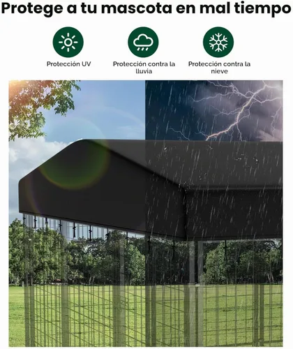 Vista 2 de PawGiant Funda de repuesto para perrera para exteriores, cubierta impermeable 420D resistente a los rayos UV para recinto grande de 9.8 x 9.8 pies
