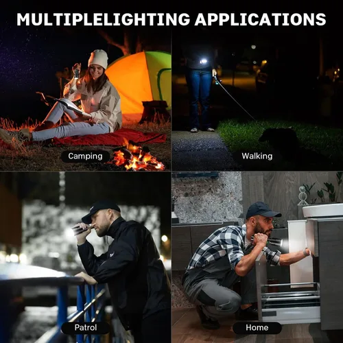Vista 10 de Paquete de 2 linternas LED recargables de 990,000 lúmenes, ajustables con 5 modos, IPX7 impermeable, luz flash de mano para camping, senderismo