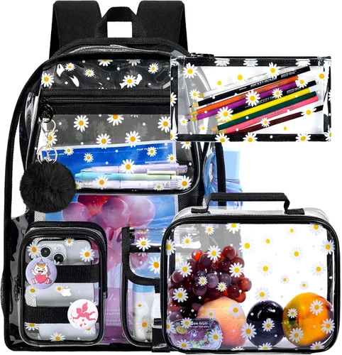 Vista 16 de Mochila transparente, resistente bolsa transparente para mujeres y hombres Heavy Duty