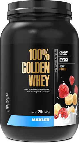 Vista 12 de Maxler Proteína de suero de leche 100% dorada, 0.94 onzas de proteína por porción, proteína de suero en polvo para antes del entrenamiento