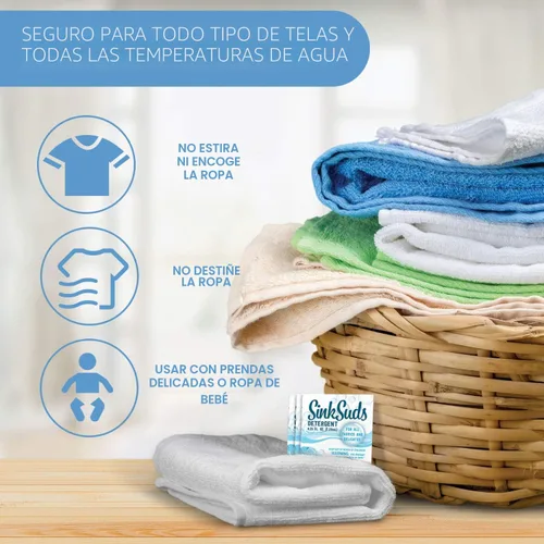 Vista 2 de SinkSuds Detergente para ropa de viaje, jabón líquido compatible con la TSA, seguro para todas las telas, 3 paquetes