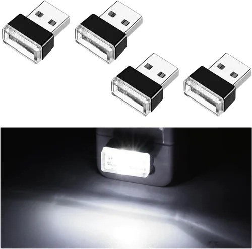 Vista 24 de Ziciner 6 PCS Lámpara de Ambiente Interior de Coche LED USB, Mini Luz Nocturna LED Portátil, Kit de Iluminación Ambiental de Maletero con Interfaz