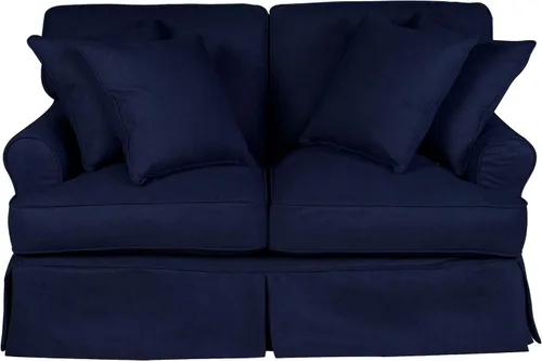 Vista 7 de Sunset Trading Horizon - Sofá biplaza con funda de 2 piezas, lavable, resistente a las manchas, color azul marino, juego de muebles para sala