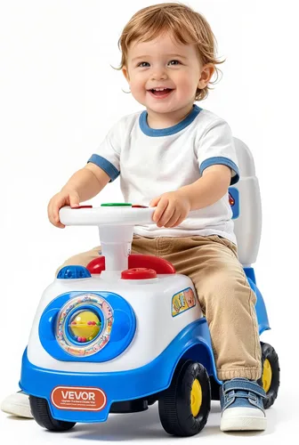 Vista 11 de VEVOR Coche de policía para niños pequeños a partir de 19 meses de paseo Negro