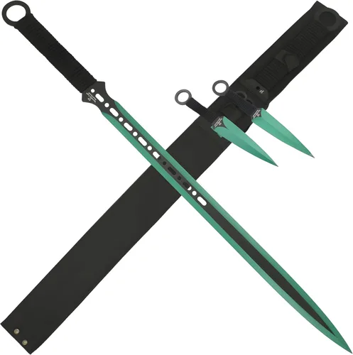 Vista 5 de Snake Eye - Espada táctica de espiga completa Katana/espada ninja/machete/cuchillo de lanzamiento, 27 pulgadas. BK-D