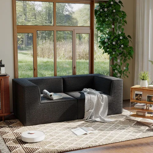 Vista 44 de Sofá Seccional Modular de 38", Juego de Asientos de Sofá Convertible en Cubo Comprimido, Combina Forma de L y Forma de U, Ensamblaje Fácil, Ahorro
