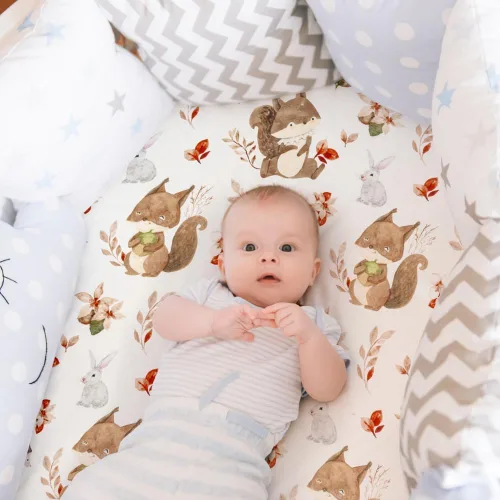 Vista 3 de Juego de 4 sábanas para moisés de madera neutra, unisex, para moisés estándar para bebés, niños o niñas