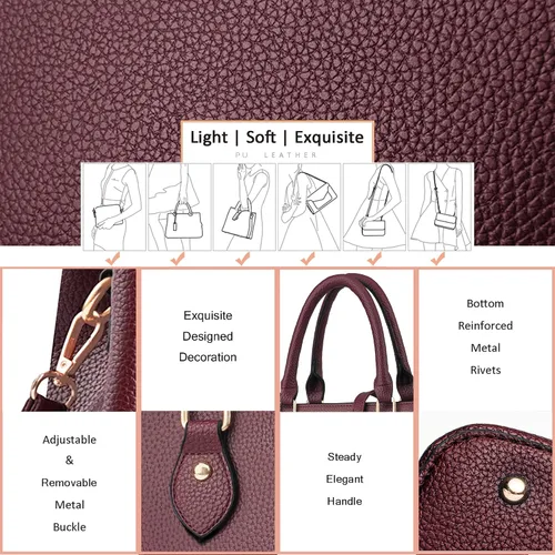 Vista 7 de CHICAROUSAL Monederos y bolsos de mano para mujeres, bolsos cruzados de cuero para mujeres, bolso de hombro tipo tote para mujeres