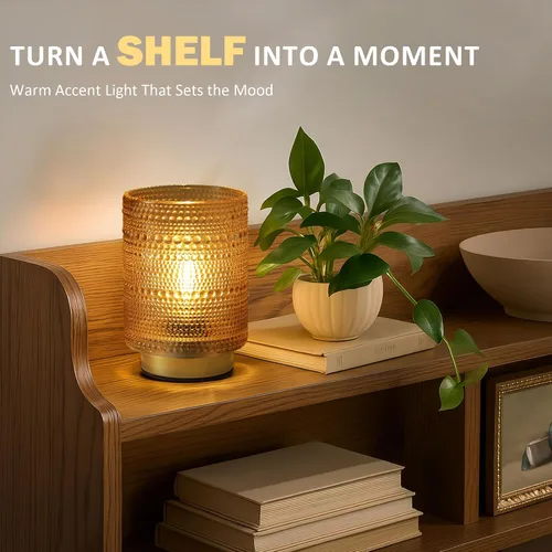 Vista 4 de Lámpara decorativa a pilas con temporizador para decoración de mesita de noche, estantería, pequeña lámpara de mesa decorativa inalámbrica