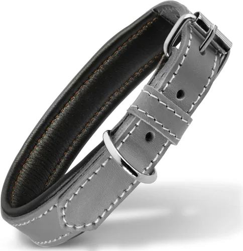 Vista 28 de Filbert Collar de cuero para perro, collar de cuero genuino para perros pequeños, acolchado de lujo, fuerte, ajustable para todas las razas, hebilla