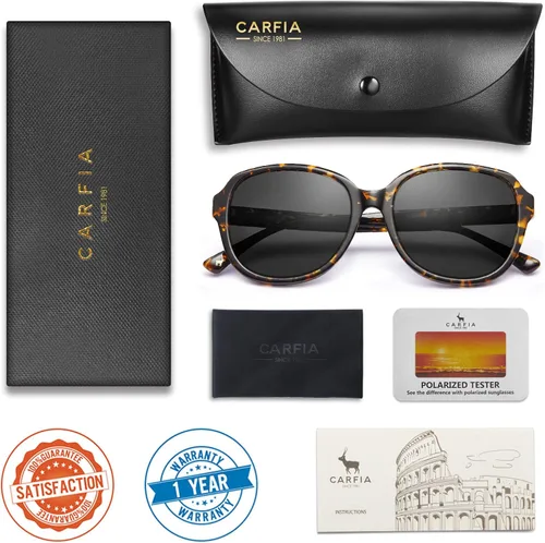 Vista 6 de Carfia Chic Fashion Sunglasses for Women Polarized Hand-crafted Acetate Eyewear - Exquisite Packaging