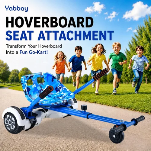 Vista 2 de Eco-Friendly Hoverboard Seat Attachment Colorful Printed Seat, Swivel Wheel & Adjustable Length, Fits 6.5", 8", 8.5" & 10" Hoverboards for Kids &