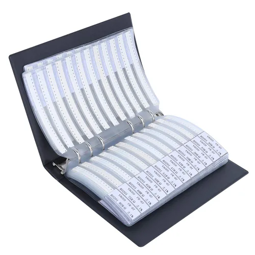 Vista 8 de 0201 Libro de muestras de resistencias SMD, kit de resistencia de 170 valores 50 cada uno 1% de precisión en estuche de libro de almacenamiento