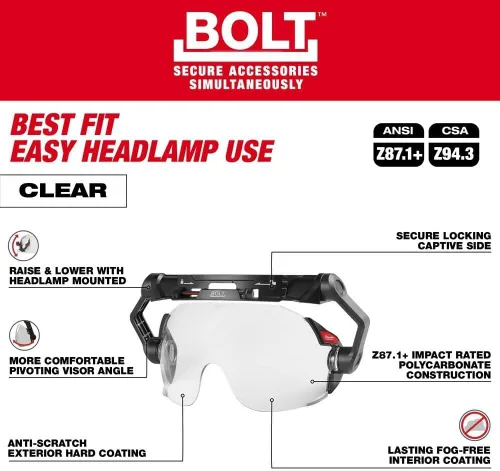 Vista 5 de Milwaukee 48-73-1410 Visera para ojos con lente transparente de doble recubrimiento, negro/blanco