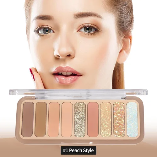 Vista 2 de Paleta de sombra de ojos desnuda 9 colores neutro desnudo mate brillo purpurina sombra de ojos paleta de maquillaje de alta pigmentación