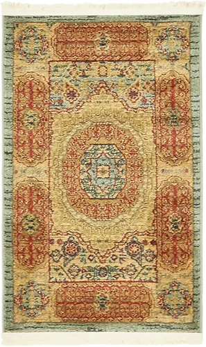 Vista 34 de Unique Loom Palace Collection - Alfombra bohemia tradicional, medallón, vintage (2 pies x 3 pies, rectangular, azul claro/bronceado)