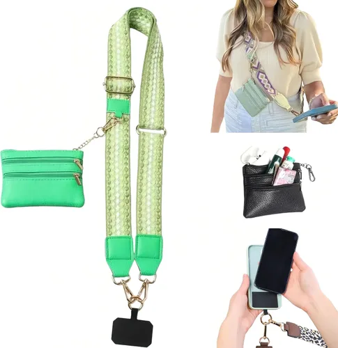 Vista 24 de Soporte cruzado para teléfono para mujer, nueva correa de teléfono con bolsa con cremallera, correa cruzada ajustable
