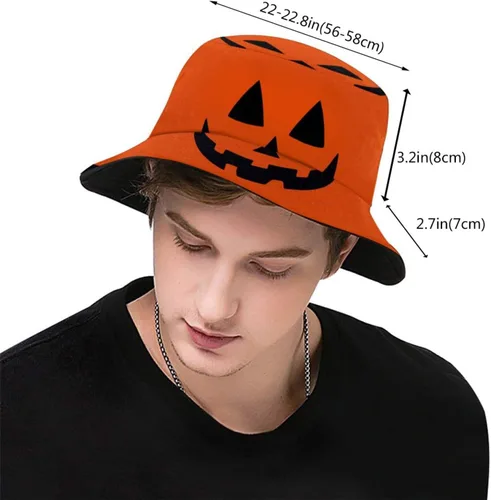 Vista 3 de Sombreros de pescador de murciélagos de Halloween, gorra de sol plegable para exteriores, sombrero de pescador para mujeres y hombres