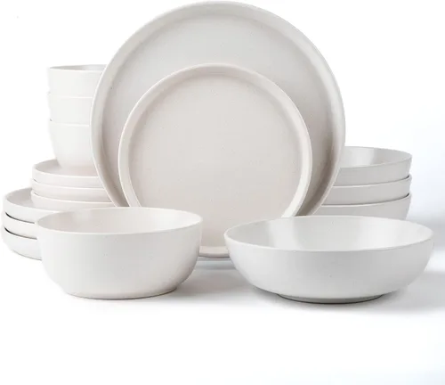 Vista 17 de ARORA SKUGGA Juego de vajilla redonda de cerámica de 16 piezas de 4, platos, platos pequeños, cuencos y tazas - Negro mate (472979)