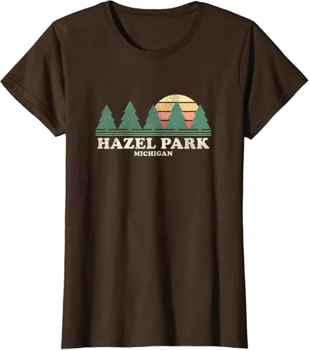 Vista 17 de Hazel Park MI - Camiseta vintage con diseño retro de los años 70, Azul / Patchwork, S