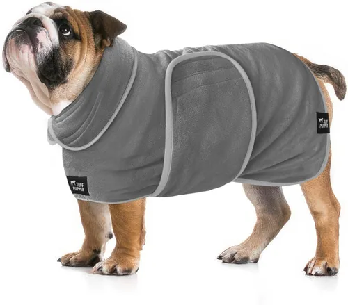 Vista 35 de Tuff Pupper Bata de baño para perro de secado rápido, toalla de felpa de 800 GSM, bata de baño súper absorbente para mascotas y cachorros, capucha