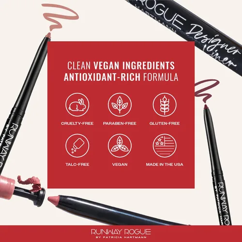 Vista 5 de Runway Rogue Designer Liner Lápiz Delineador de Labios, Lápiz Delineador de Labios Mate Rosa Suave-Malva y Sacapuntas para Delineador de Labios, 'A