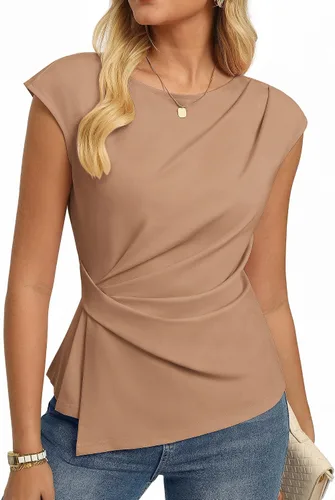 Vista 25 de GRACE KARIN Tops de verano 2026 para mujer, camisa elegante con peplum