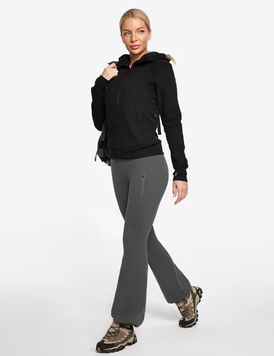 Vista 6 de IUGA Pantalones con forro polar para mujer, resistentes al agua, pantalones de senderismo para invierno, leggings acampanados con bolsillos, corte