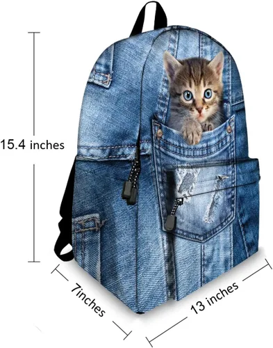 Vista 2 de JBS-NO.1 Linda mochila infantil para adolescentes, niñas, niños, mujeres, gatos, perros, cachorros, Varios colores, Cat-a