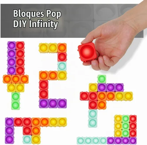 Vista 2 de Bloques Pop Fidget Toys, Bloques de Construcción DIY de Silicona Arcoíris Popper Infinity, Juego de Aprendizaje de Palabras CVC, Fonética