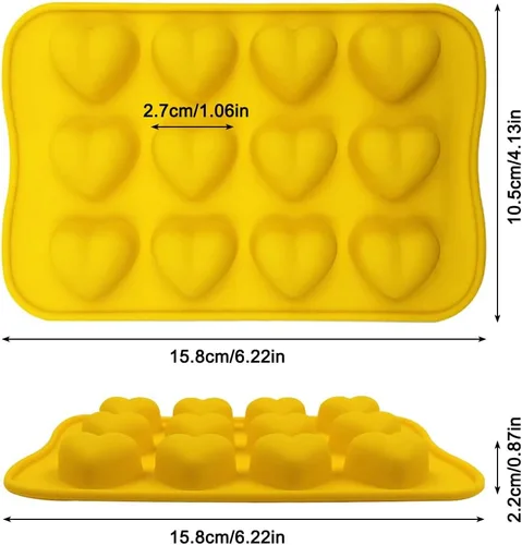 Vista 7 de DaKuan Moldes de silicona en forma de corazón, 3 paquetes de 12 cavidades en forma de corazón, molde de silicona para pastel de chocolate, gelatina