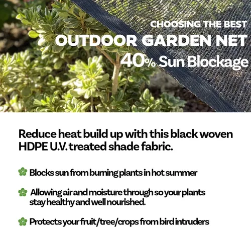 Vista 2 de Alion Home Tela 40% de protección solar con ojales, red de jardín, cubierta de sombra para plantas de jardín y patio, color negro (6 x 4 pies)