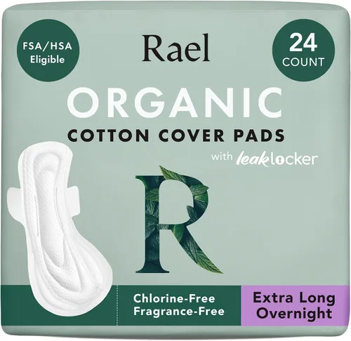 Vista 14 de Rael Almohadillas para Mujeres, Cubierta de Algodón Orgánico - Toallas Sanitarias con Alas, Cuidado Femenino, Toallas Sanitarias, Absorción Máxima