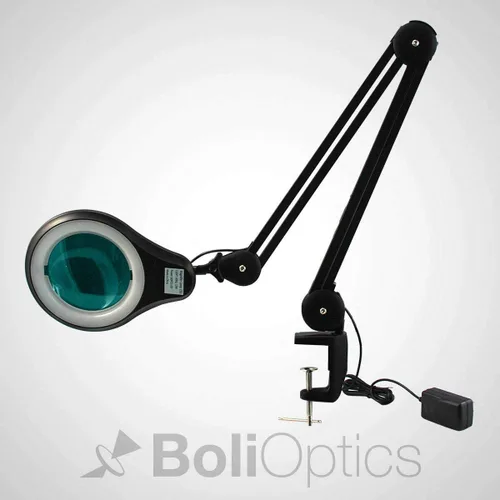 Vista 8 de ESD Safe (lente de cristal) lámpara de aumento LED profesional con abrazadera (5 dioptrías, 2.25X), luz de trabajo, 4 niveles de brillo, brillo