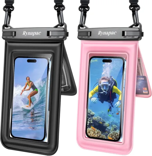 Vista 10 de [Hasta 8.5 pulgadas] Bolsa impermeable para teléfono flotante, doble bolsa impermeable con cordón para iPhone 16 15 Pro Max, Galaxy S25 S24 Ultra