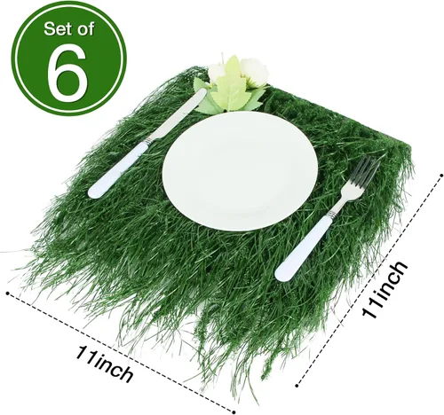 Vista 3 de XLX TURF Manteles Individuales Cuadrados Verdes de Césped Artificial para Centro de Mesa de Fiesta con Tema de Golf, Decoración de Primavera