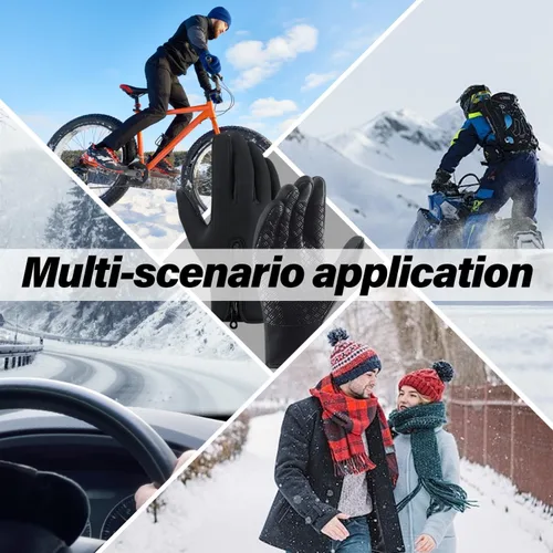 Vista 5 de Guantes de ciclismo de invierno para hombres y mujeres, impermeables, térmicos, agarre antideslizante para montar y actividades en clima frío
