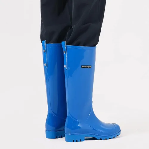 Vista 4 de planone Botas de lluvia altas de moda para mujer, impermeables, botas ligeras para jardín al aire libre, botas de lodo para damas, zapatos