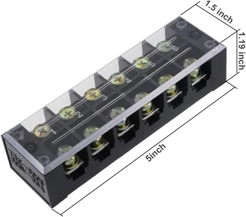 Vista 3 de uxcell 6 filas dobles 600V 60A Bloque de barrera de alambre Tira de terminales TBC-6006