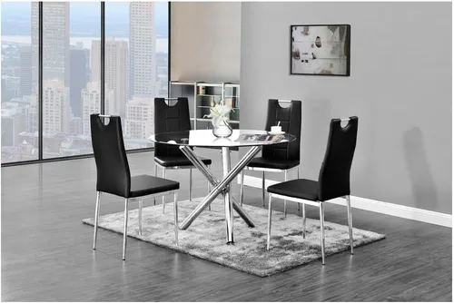 Vista 4 de Best Master Furniture Crystal - Juego de comedor redondo de 5 piezas, 5 piezas, color negro