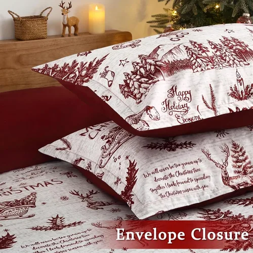 Vista 4 de CAROMIO Funda de Edredón de Navidad Tamaño Twin, Juego de Ropa de Cama de 2 Piezas con Funda de Edredón Estampada de Navidad (Twin, 68"x90")