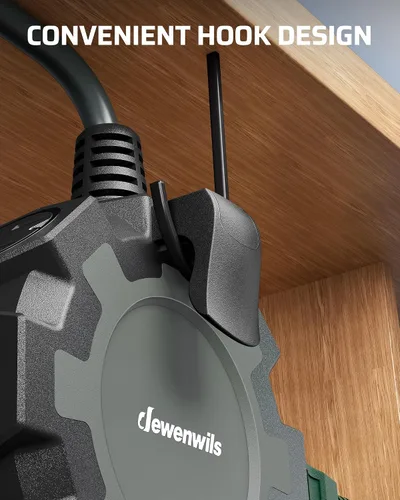 Vista 6 de DEWENWILS Regleta de alimentación industrial con concentrador de alimentación de 6 tomas, cable de extensión resistente de 15 pies para garaje, Negro