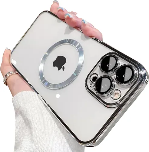 Vista 7 de Funda magnética transparente para iPhone 14 Pro Max con protector de lente de cámara, [compatible con MagSafe] a prueba de golpes, delgada Negro