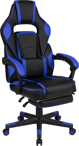 Vista 28 de Flash Furniture X20 - Silla giratoria de policarbonato ergonómica y ajustable con respaldo completamente reclinable en LeatherSoft negro