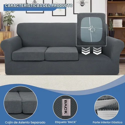 Vista 4 de JIVINER Fundas de Sofá de 4 Piezas para Sofá de 3 Cojines Funda Elástica de Sofá con 3 Fundas de Cojines de Asiento Funda Gruesa Ajustada de Sofá